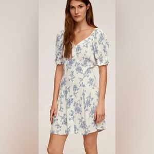 Mango Cream and Blue FloralDress